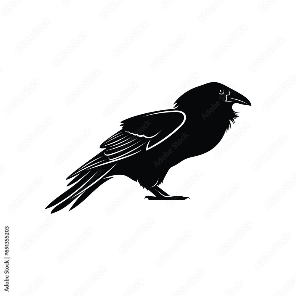 Fototapeta premium Raven bird silhouette vector ilustration design isolated