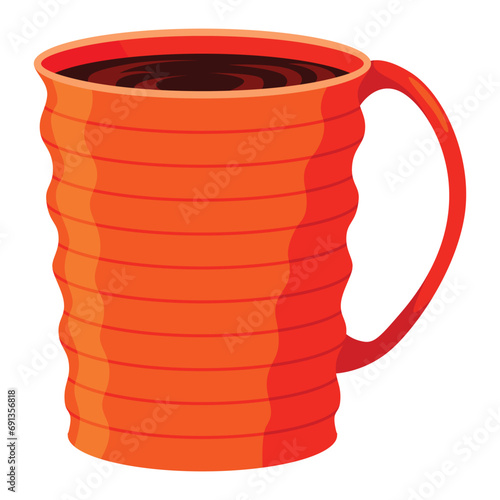 Cup tea coffee icon. Cute trendy crockery with handle for drink. Vintage teacup. Hand drawn colored trendy vector illustration in cartoon style