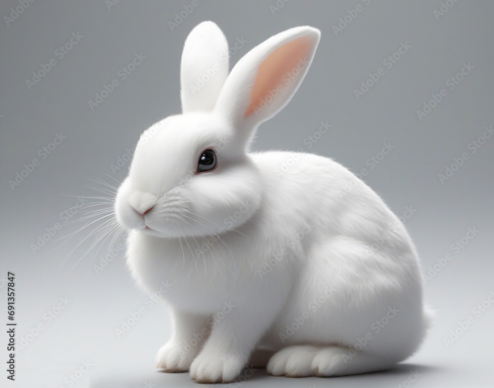 Cute little white easter rabbit. Generative Ai