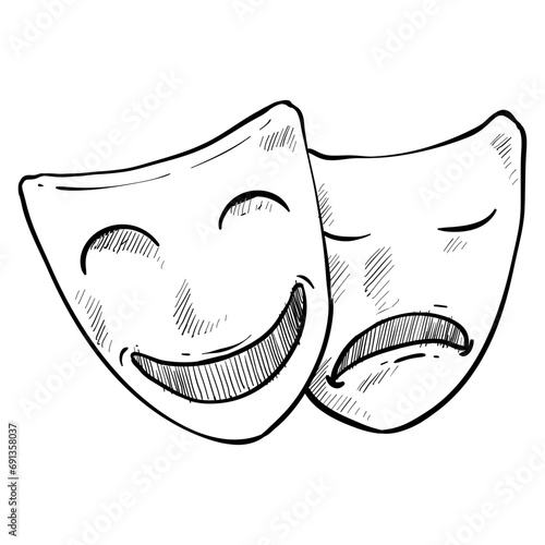 theater mask handdrawn illustration