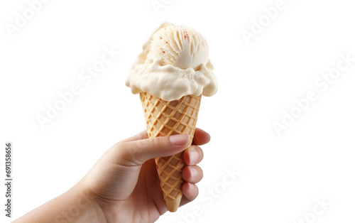 Ecstatic Kid Savors Sweet Ice Cream Isolated on a Transparent Background PNG.