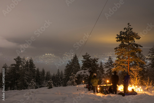 Forest Fiesta: New Year Celebration Atop Drammen's Local Mountain, A Nordic Woodland Revelry.