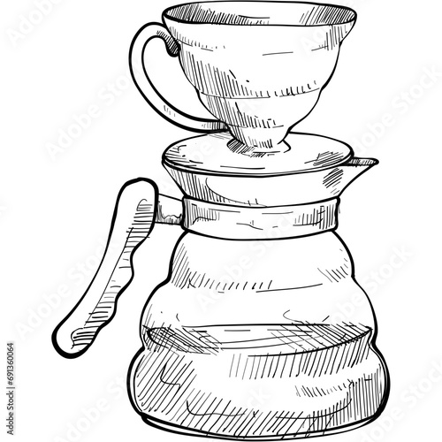 coffee dripper handdrawn illustration