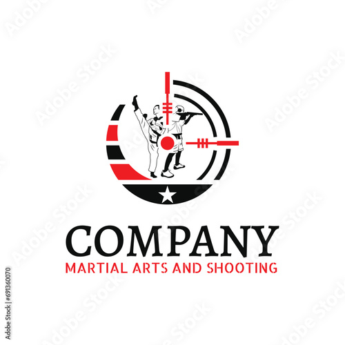 Martial Arts and Shooting Logo. Suitable for teams or schools for martial arts and shooting training.