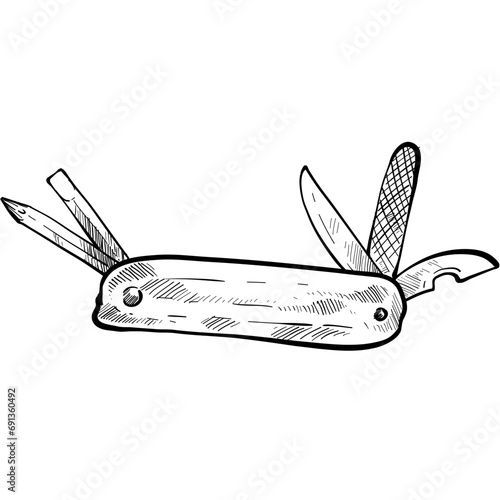 swiss knife handdrawn illustration