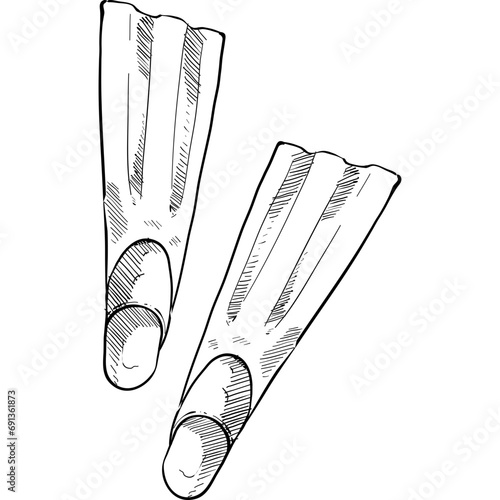 diving fins handdrawn illustration