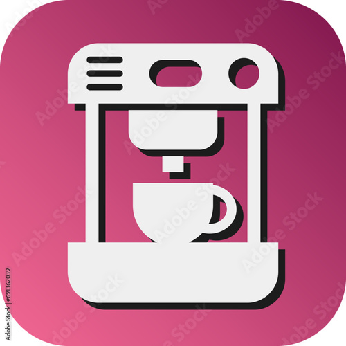 Coffee Machine Vector Glyph Gradient Background Icon Design