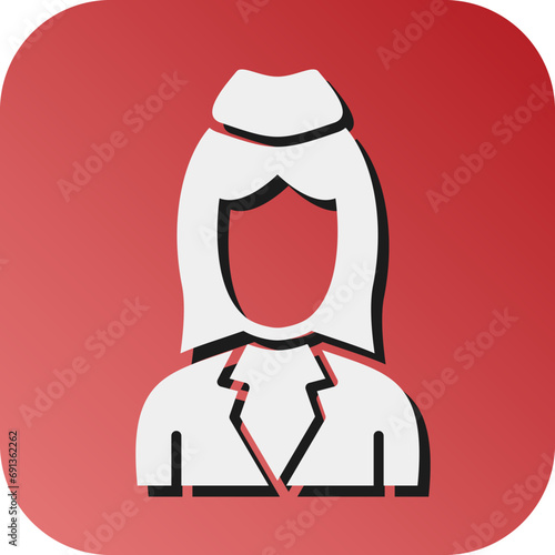 Flight Attendant Vector Glyph Gradient Background Icon Design