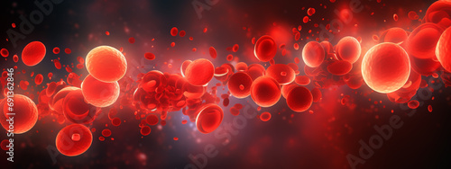 White blood cells in blood flow, Leukemia, Leukocytes and erythrocytes in vein photo