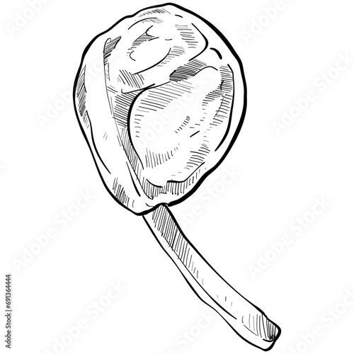 tomahawk meat cut handdrawn illustration