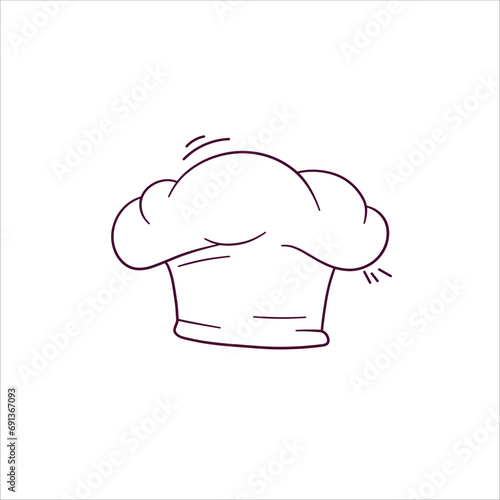 Hand Drawn illustration of chef hat icon. Doodle Vector Sketch Illustration