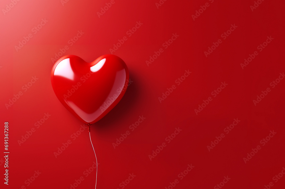 A red heart. A heart-shaped ball on a red background. Celebrating Valentine's Day. The concept of romance and love A red heart. A heart-shaped ball on a red background. Celebrating Valentine's Day. The concept of romance and love