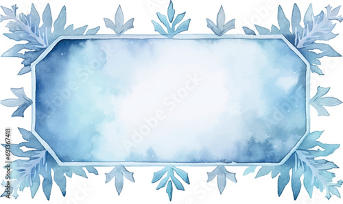 watercolor blue christmas background with snowflakes