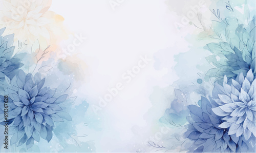 watercolor blue floral background