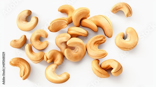 Falling cashew nuts isolated on transparent or white background