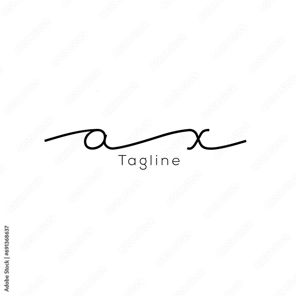 A hand-drawn signature logo design template A hand-drawn signature logo design template