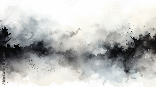 Black watercolor background. Aquarelle colorful texture. photo