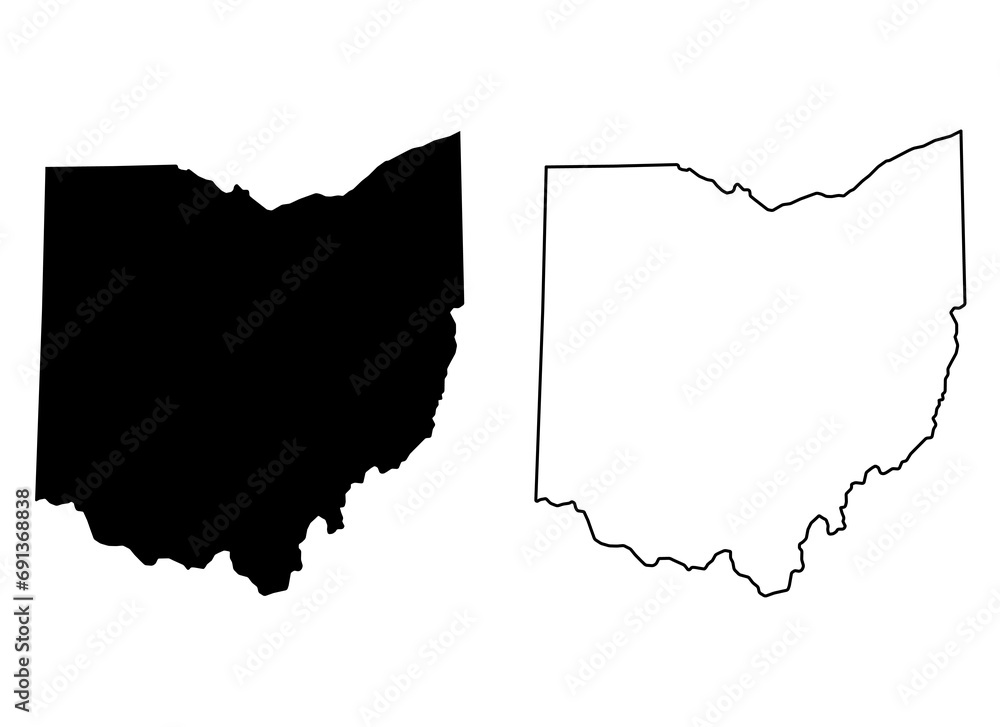 Set of Ohio map, united states of america. Flat concept symbol vector illustration - obrazy, fototapety, plakaty 