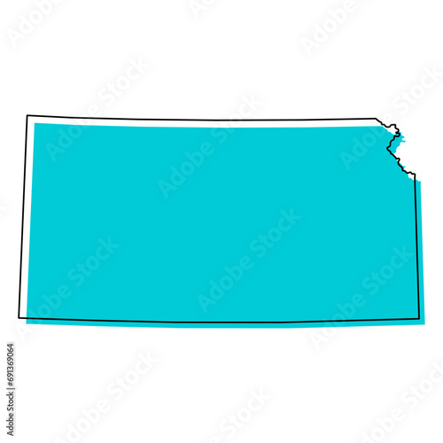 Kansas map shape, united states of america. Flat concept icon symbol vector illustration photo