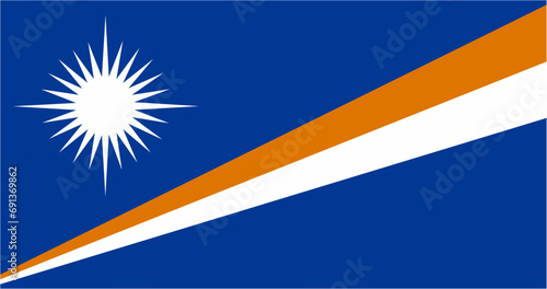 Marshall Islands official flag vector with standard size and proportion. National flag emblem with accurate size and colors.