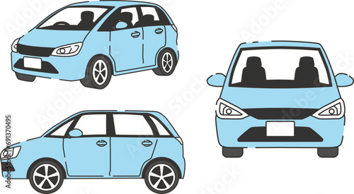 コンパクトカーのイラストセット
