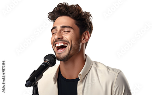 Charismatic singer evokes emotional melodies Isolated on a Transparent Background PNG.