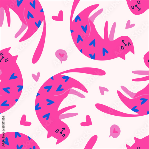 Seamless Patterns Featuring Cute Cats as Artistic Clipart