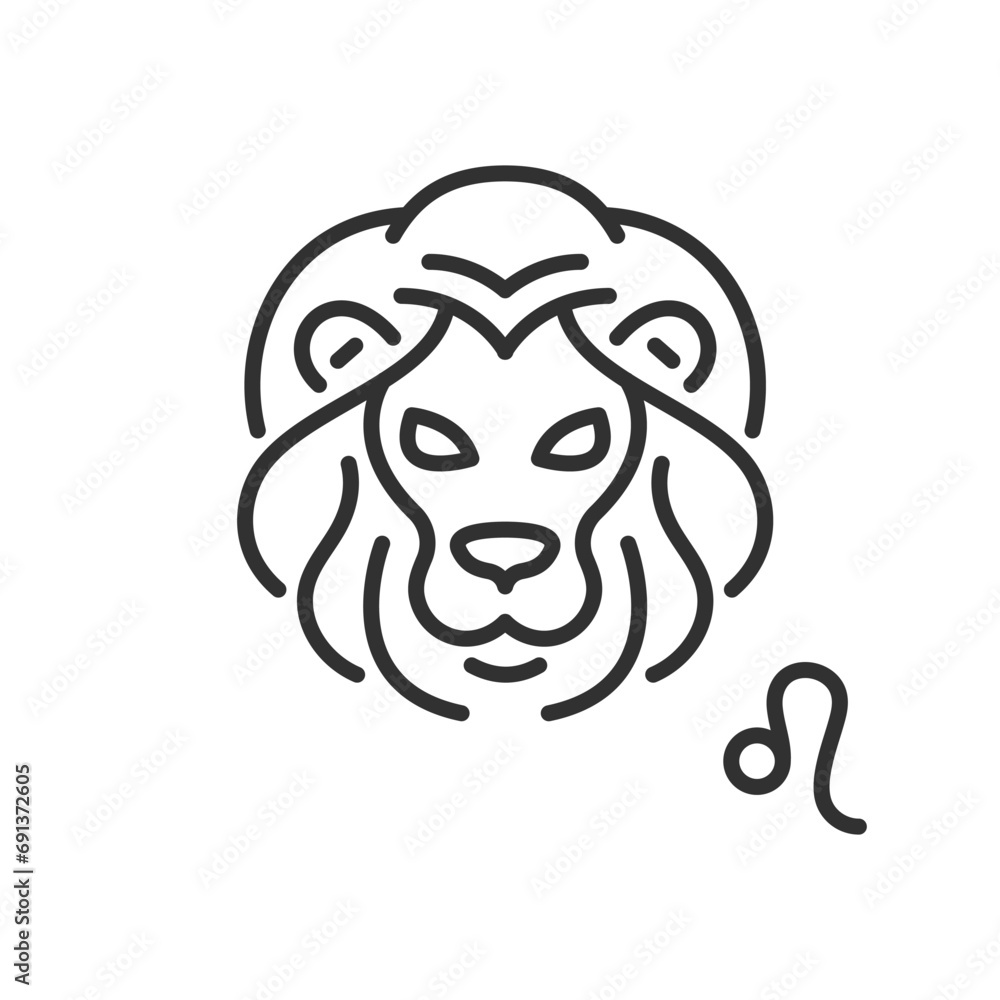 Leo, linear icon. Zodiac sign. Line with editable stroke Leo, linear icon. Zodiac sign. Line with editable stroke