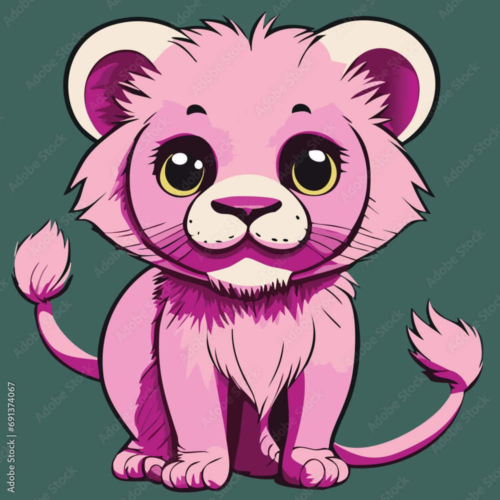 Fototapeta premium animal flat design bright colors vector lion tiger