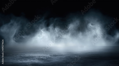 A mysterious and dramatic night scene with a beam of light emerging from stormy clouds. Perfect for book covers, spooky themed designs, and dramatic storytelling visuals. photo