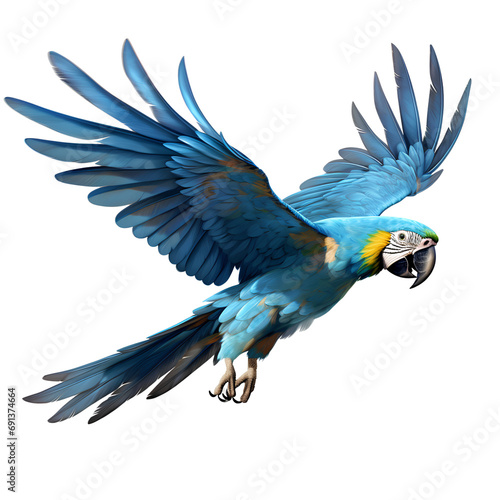 Glaucous macaw, isolated on transparent background, png, 300 dpi  photo