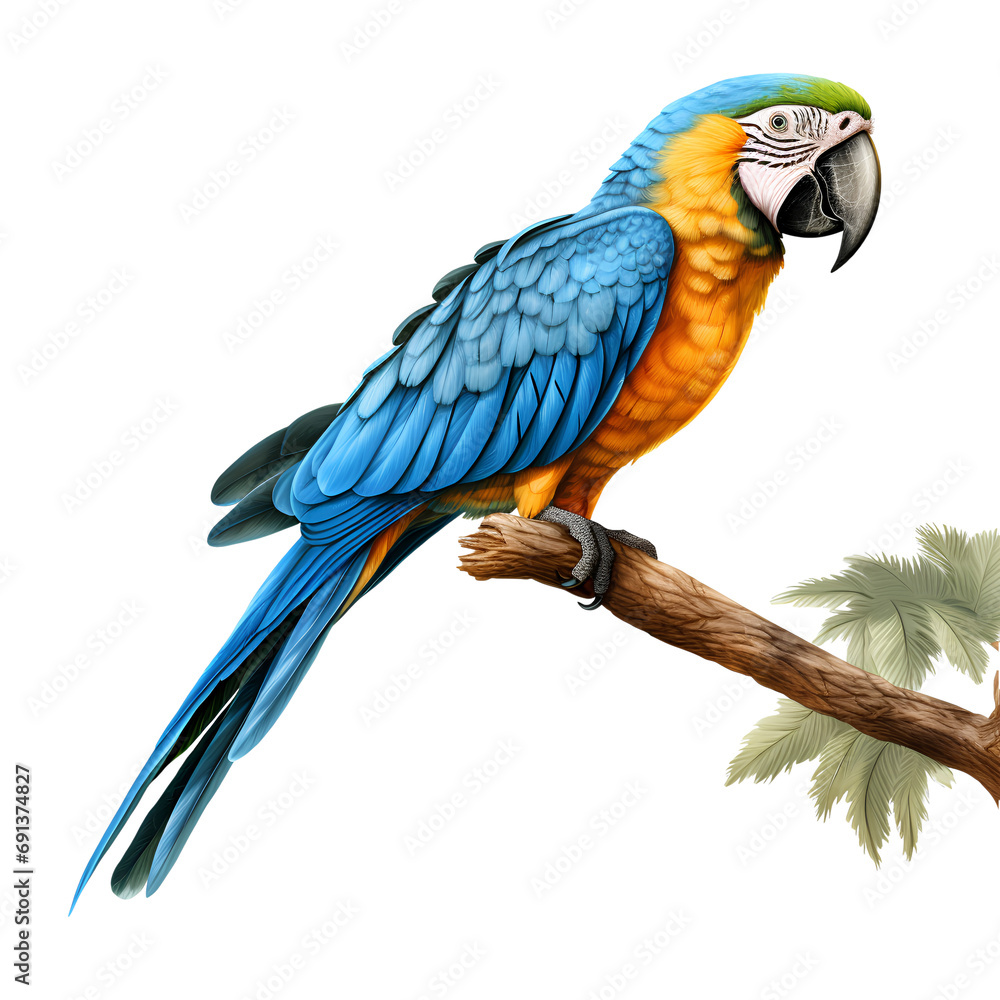 Glaucous macaw, isolated on transparent background, png, 300 dpi 