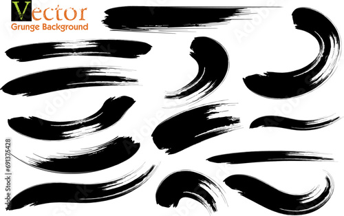 set Vector Brush Stroke. Black paint wavy brush strokes vector collection. Dirty curved lines and wavy brushstrokes. Modern grunge brush lines.Brush