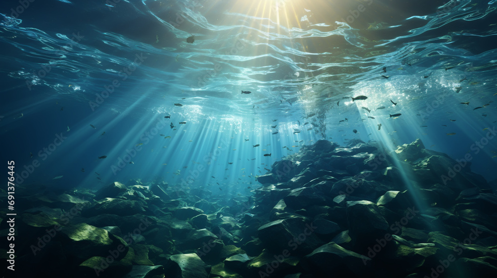 Fototapeta premium underwater sea deeb sea deep blue sea