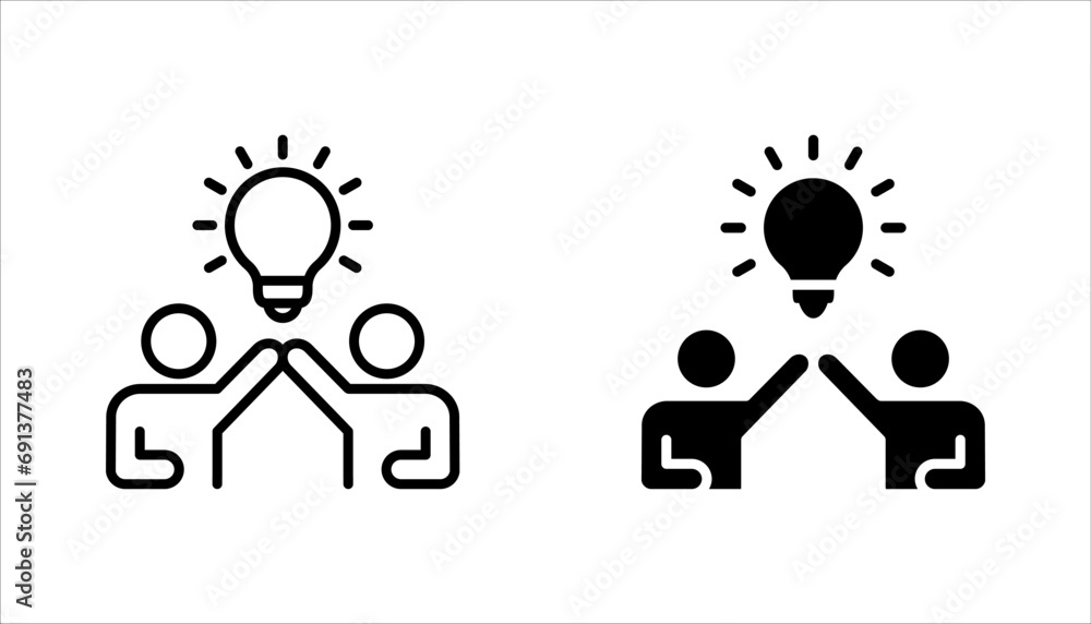 thin line insight icon with group of people and black bulb. concept of scholars or scientists and students or genius, vector illustration on white background thin line insight icon with group of people and black bulb. concept of scholars or scientists and students or genius, vector illustration on white background