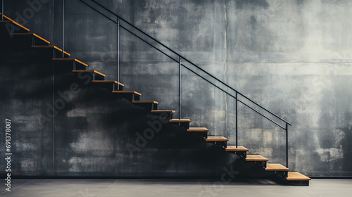 Details of railing and stairs of a modern building