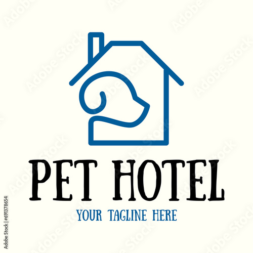 Dog or pet grooming and washing logo design template. Pet Care salon sign. Vector illustration.
