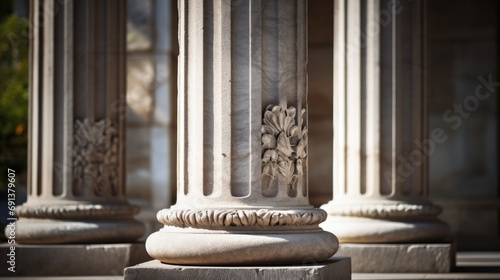 closeup of an ancient classic stone column