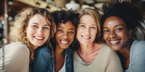 A group of beautiful smiling female friends.