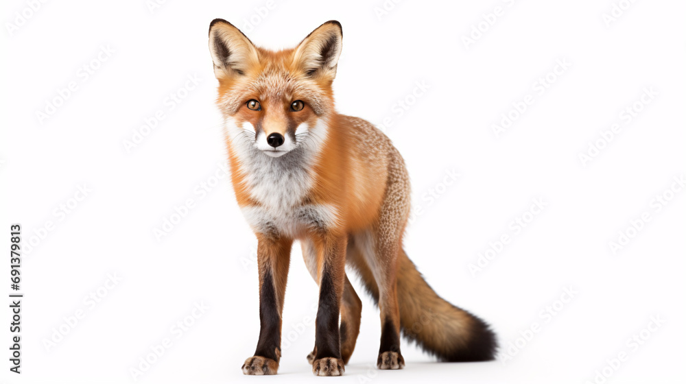 Red fox Vulpes isolated on white. Generative ai