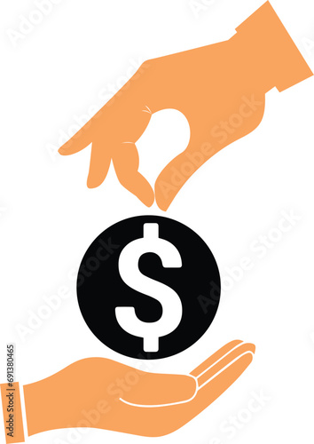 hand holding dallor iconearning money and revenue icons. Finance icon. mutual fund, Containing loan, cash saving and financial goal and profit symbal, budget Solid icons photo