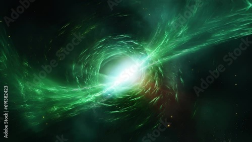 Galactic Emerald: Energy Swirls and Starbursts in a Green Universe photo