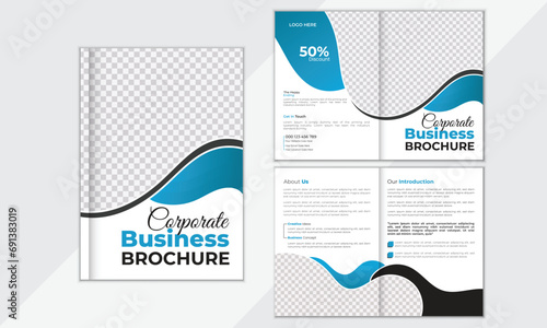 Creative elegant bi fold magazine cover page design layout.