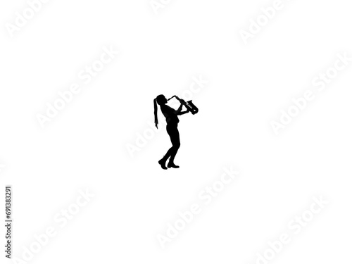 Woman playing saxophone icon vector. Woman playing saxophone vector design and illustration. Woman playing saxophone silhouette isolated white background