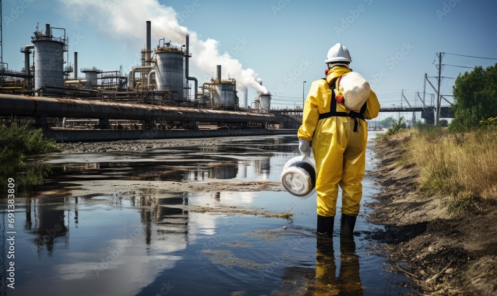 A Stylish Man in a Vibrant Yellow Suit Holding a Bucket A Stylish Man in a Vibrant Yellow Suit Holding a Bucket