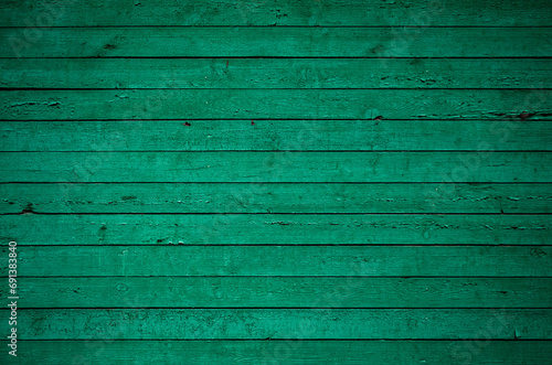Grunge green wood planks. Wood background. Texture.