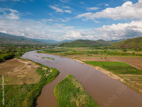 Kok River in Taton Area, Mae Ai District, Chiang Mai, Thailand