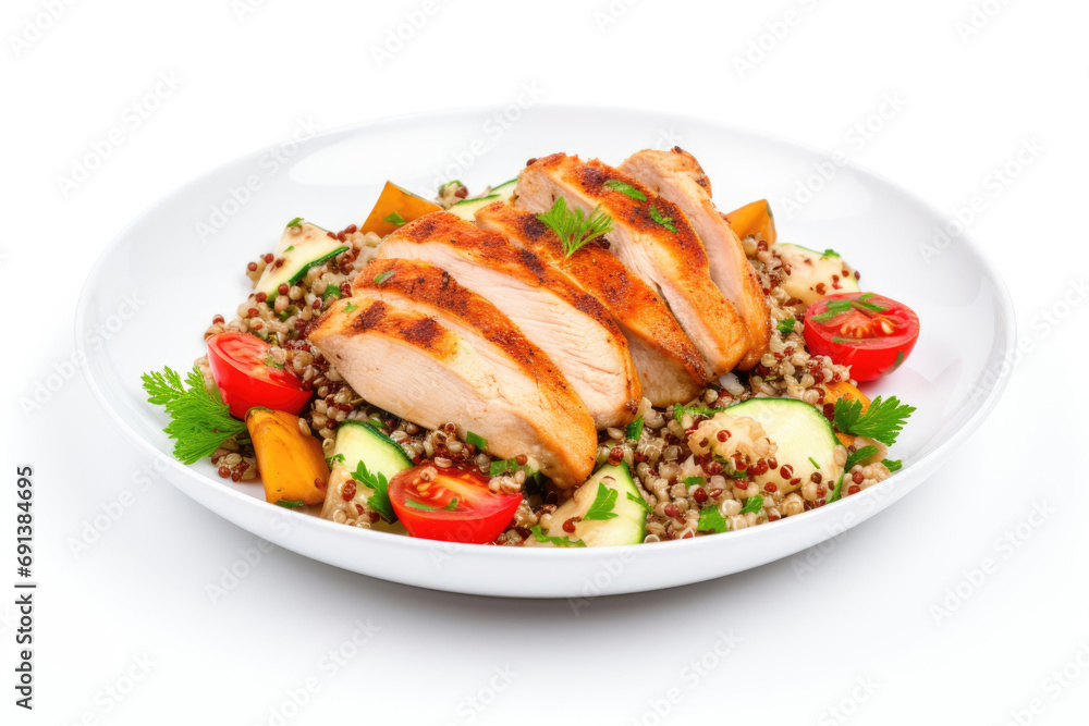 Buckwheat with chicken breast, baked with vegetables. Rich source of protein, fiber and vitamins to keep you energized and fit during your workouts
