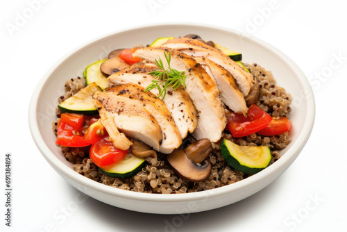 Buckwheat with chicken breast, baked with vegetables. Rich source of protein, fiber and vitamins to keep you energized and fit during your workouts