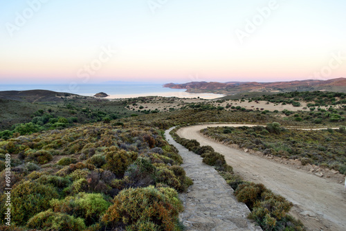 dust road to Gomati beach - Ammothines, Gomati area, Lemnos island, Greece, Aegean Sea